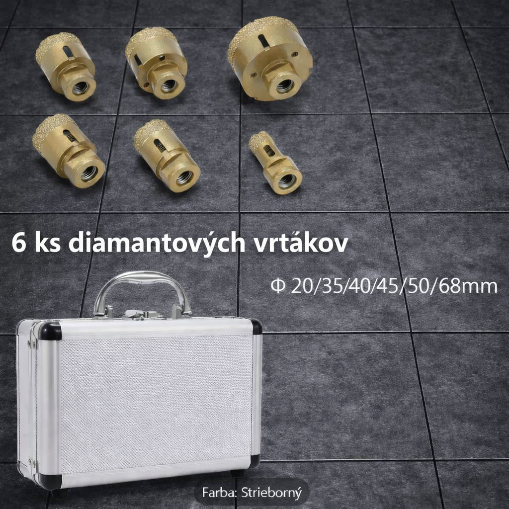 Profesionálna sada diamantových vrtákov M14 v kufríku – 6 ks (Žltá edícia)